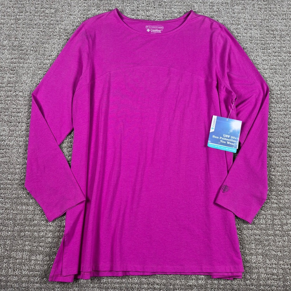 Coolibar Top Womens XL Pink Daybreak Swing UPF 50+ Sun Protection Cotton Bamboo